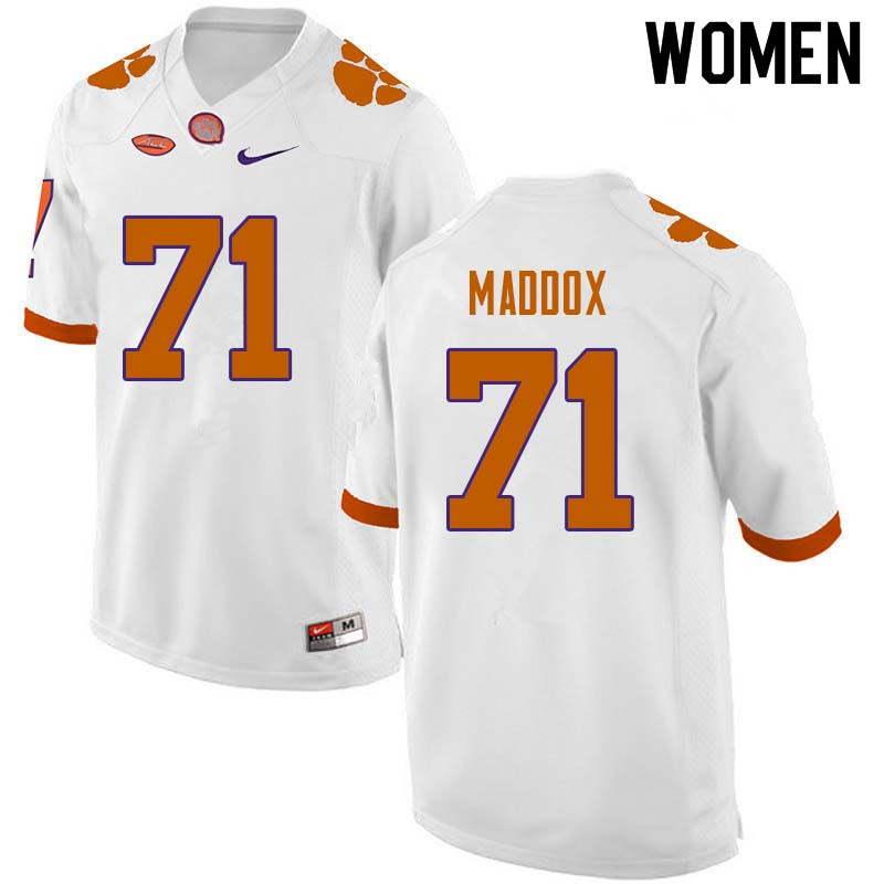 Women #71 Jack Maddox Clemson Tigers College Football Jerseys Sale-White